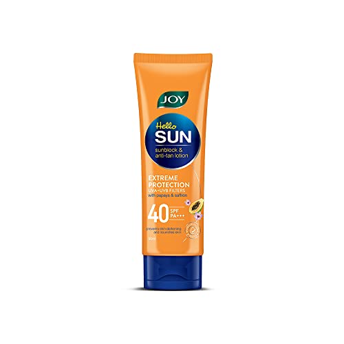 Joy Hello Sun Extreme Protection Sunscreen SPF 40 (50ml) | 97% Sun Protection, Prevents Skin Darkening | Lightweight, Water Resistant | No White Cast | For All Skin Types