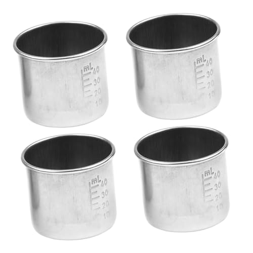 STOBAZA Tazza Di Medicina in Acciaio Inossidabile 304 Da 40ml, Misurino Graduato Multifunzionale Per Uso Domestico e Laboratorio, Set Da 4 Pezzi Misurazione Precisa e Resistente Al Calore