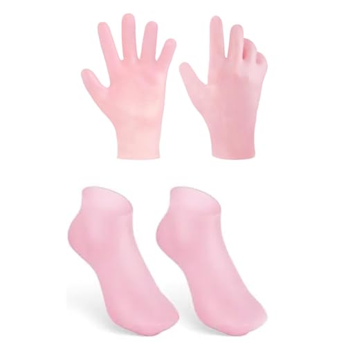 Yuannee Calze in Gel Idratanti e Guanti in Silicone,2 PCS Calzini Idratanti Elastici Calzinis In Silicone Calze Esfolianti Piedi per Guarigione Dell'eczema e Riparazione Rigida