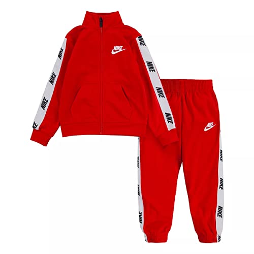 Nike Toddler Boys Logo Taping Full Zip Jacket and Pants 2 Piece Set (R(76G796-U10)/W, 3T)