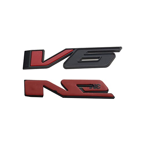 Image of 1pcs V6 Emblem 3D Badge Truck Nameplate Sticker Decal Letter Logo Replacement for 17-21 V6 (Black Red)