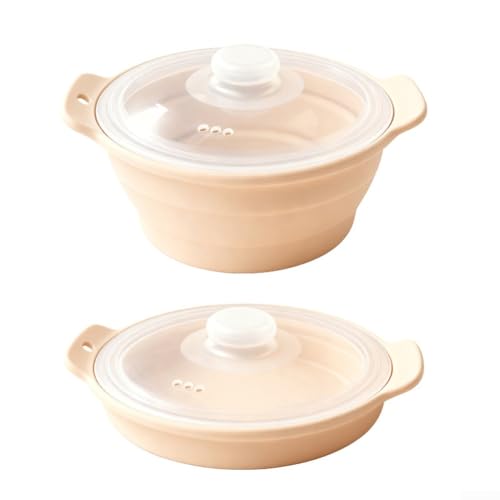 Panier vapeur compact en silicone pour micro-ondes pour petits ménages, dortoirs et cuisines de camping-car, facile à ranger et à transporter (beige)
