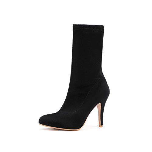 Joojaky Woman Fashion Pointed Toe Ankle Booties Stilettos Solid Color Short Boots