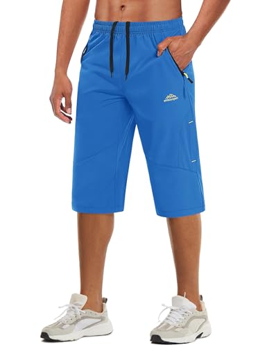 magcomsen MAGCOMSEN Men's Capri Shorts Quick Dry Below Knee 3/4 Capri Pants with Zipper Pockets for Workout Running Training Summer