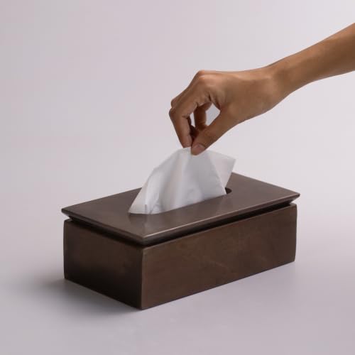 Image of Marble Tissue Box Holder for Countertops, Dining Table, Office, Home | Handicraft Bazaar (Bronze)
