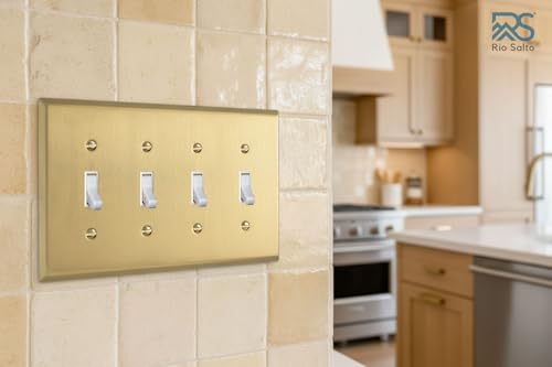 Interruptor de luz placa de pared metálica de 4 bandas cubierta dúplex dorada Rio Salto 3