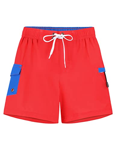 Ninovino Board Shorts Teen Boys With Elastic Waist Youth Swimming Shorts Boys Red 6 #TOP20