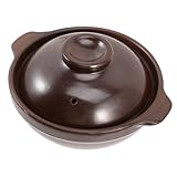 CLISPEED Olla de Barro Pequeña con Tapa para Cocción Estufa Doméstica Resistente Altas Temperaturas Fácil de Limpiar para Arroz y Guisos Utensilio Esencial para Cocina Familiar