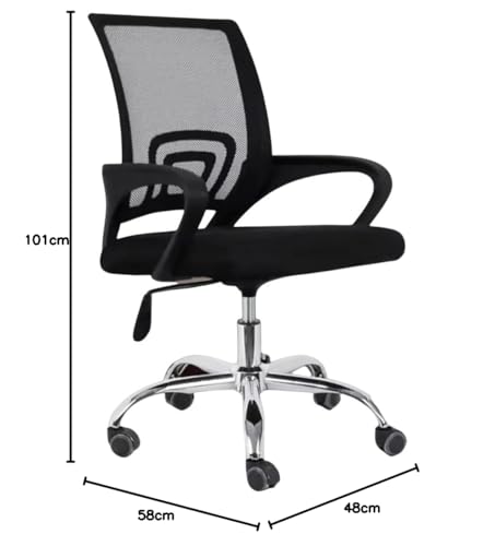 Image of Office Arm Chair with Frame, Mesh Back, Nylon Base, and Adjustable Handle, Cushion Fabric (900 Chair-Black)