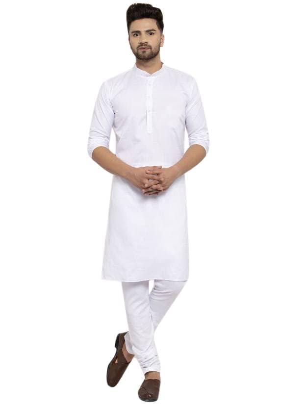Image of Luxrio Kurta for Men Cotton Blend Long Solid Straight Fit