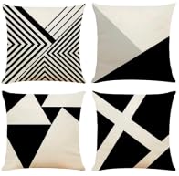 Housse coussin 50x50cm noir et blanc lot de 4 pour sublimer votre deco de salon ou jardin d ete