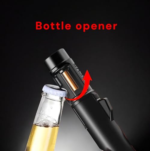 Encendedor antorcha a prueba de viento con abrebotellas, llama azul miniatura 5