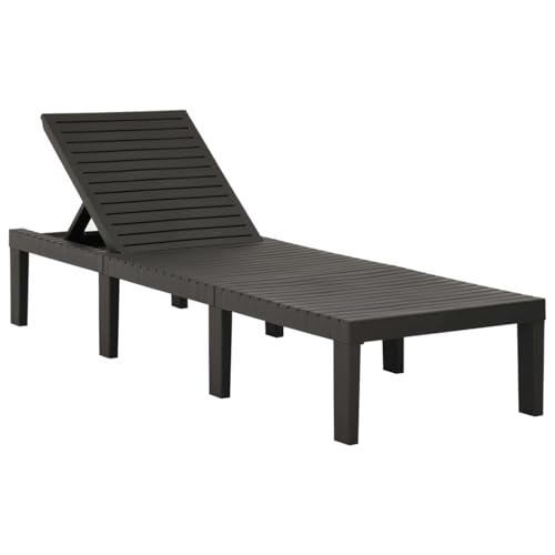 Vopese Tumbona de plástico Gris Antracita Tumbona de Jardín, para Exterior Ideal terrazas, Patios, Jardines, Playa