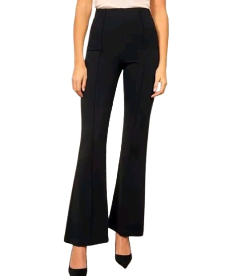 Image of Women's High-Rise Straight Leg Trousers, Relaxed Fit, Flared Style, Lint Free, Pack of 1
