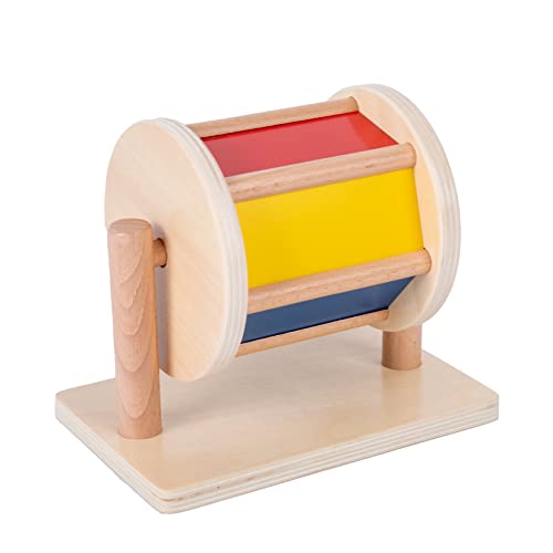 Montessori Baby Toys Play Kit Montessori Mirror Peekaboo Knob Puzzle, Medium Spinning Drum And Rainbow Fabric Ball Kit Toys For 6-12Months Toddlers (Play Kit 1) #TOP4