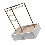 Healvian Multifunktionaler Schmuckständer Design Mehrschichtiger Schmuckhalter für Halsketten Armbänder und Ohrringe Eleganter Organizer für Zuhause Laden und Messestand Weiß gold