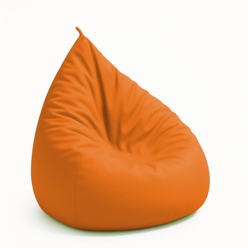 chilly pilley Poltrona a Sacco Poltrona a Sacco Cuscino da Seduta in Ecopelle per Interni ed Esterni Cuscino da Giardino Cuscino da Pavimento per Bambini e Adulti (85 x 65 Arancione)