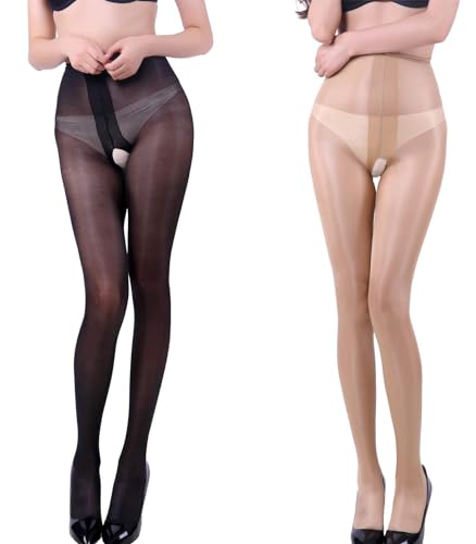 KLONKEE Collant Donna Elastica Vita Alta Controllo Top Brillanti Setosi Calze Taglia Unica 6 Colori