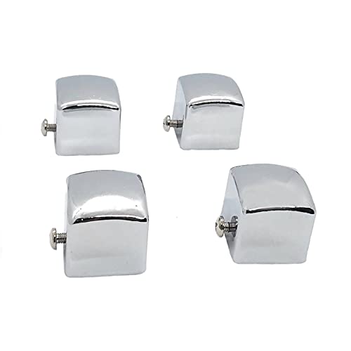 Image of FAPBADRI Simple Curtain End Caps /Finials for a 1 inch Pipe /Rod, Colour - Silver Glossy Square, 4 Pieces
