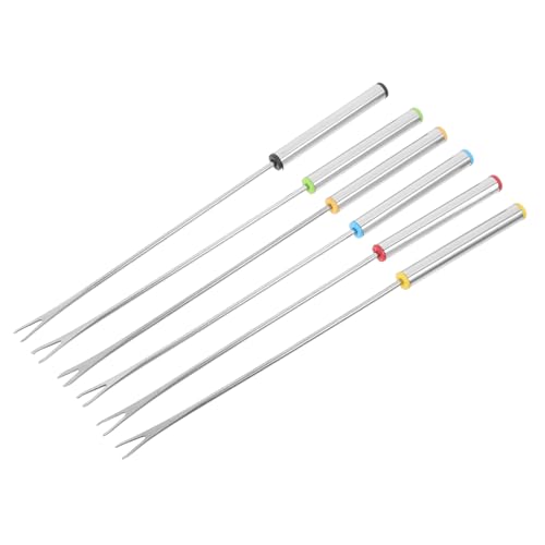 MUCKLILY 6-piece Stainless Steel Forks Fondue Cheese Bbq Dessert Forks Long Handle Heat-resistant Ideal for Gatherings