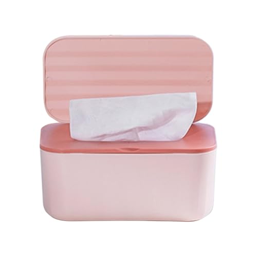 Feuchttücher Box mit Deckel Feuchttücherspender zur Aufbewahrung Versiegelte Tücherbox für Feuchtes Toilettenpapier und Kosmetiktücher Ideal für Bad Büro Auto Reise(Rosa)