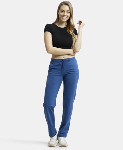 Image of Jockey 1302 Women Super Combed Cotton Elastane Stretch Relaxed Fit Trackpants with Side Pockets