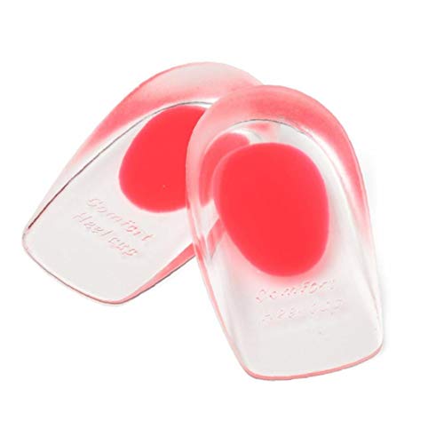 xuew De Silicona talón Pads Pads taloneras de Apoyo amortiguadores de Apoyo del talón de la Fascitis Plantar del talón Dolor 1Pair Rojo L
