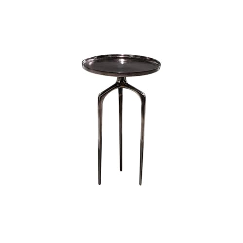 Urban Designs Fine Line Metal Round Accent End Table, Black