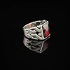 Jewellery Pit - Handmade Garnet Signet Ring – Ottoman Style Sterling Silver Pinky Ring for Men, Custom Engraved Vintage Gemstone Ring with Gift Silver Polishing Cloth (M 1/2) #3
