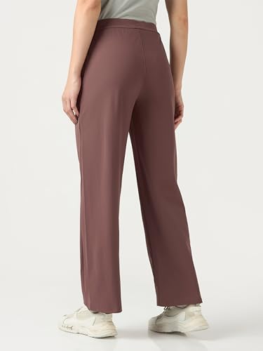 Image of TECHNOSPORT Women's Straight Fit Solid Track Pant for Casual Wear, Active Lifestyle