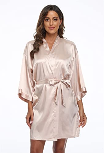 Image of Super Shopping-zone Women's Pure Bride Robes Embroidery Bridesmaid Robes Bridal Party Kimono Robe Wedding Sleepwear