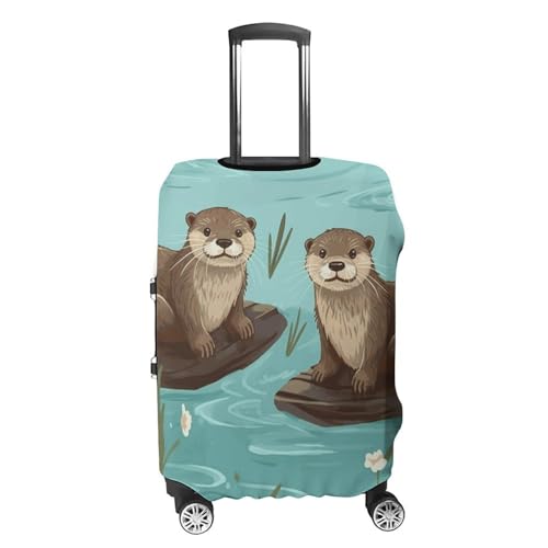 Otters Luggage Cover, Washable Elastic Suitcase Cover Protector Fit 18-32 Inch Luggage4