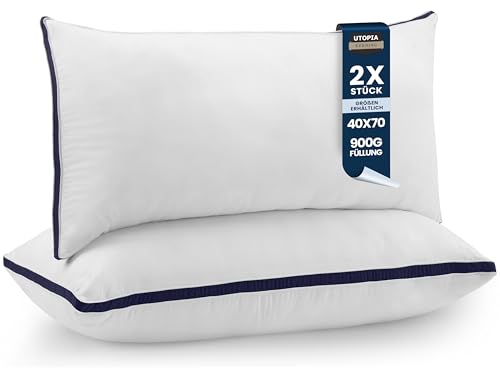 Utopia Bedding Kopfkissen (2er Set), 40 x 70 cm Schlafkissen, Gebürsteter Stoff Bezug Bettkissen, Premium Qualität Weich et Atmungsaktiv Kissen...