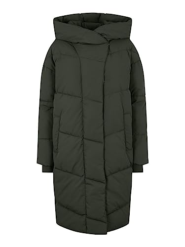 Noisy may Damen Langer Oversize-Daunenmantel mit Kapuze in Kieferngrün