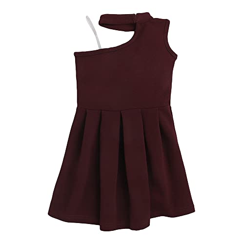 Image of Hopscotch Girls Fit And Flare Knee-Length Cotton-Blend Solid Sleeveless Party Dress