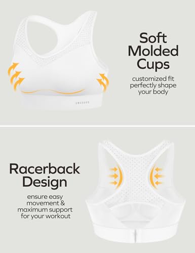Ewedoos Sports Bras for Women High Support High Impact Sports Bras for Women Large Bust Push up Racerback Workout Running Bra