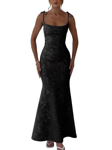 Basgute Floral Jacquard Satin Mermaid Prom Dresses for Women Maxi...