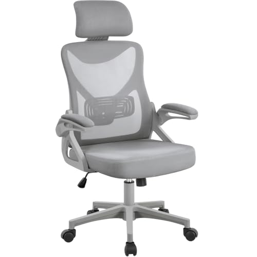 Yaheetech Silla de Oficina Ergonomica Silla Escritorio Gris
