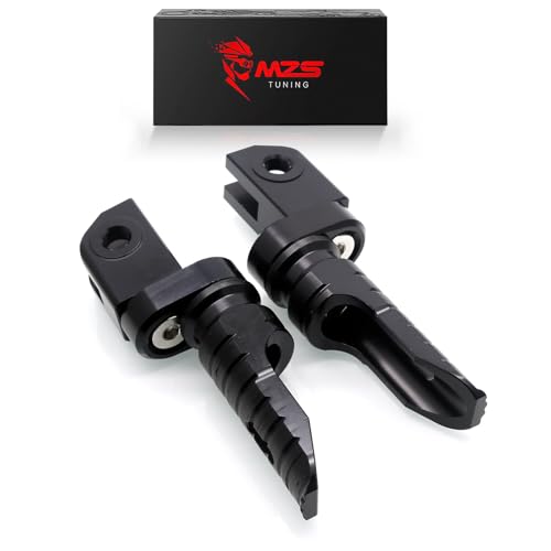 Image of MZS Motorcycle Foot Pegs Front 360 Roating Rider Footpegs Black CNC Compatible with Daytona 675 /R, Street Triple R /RS /RX /S, Speed Triple /R /RS /S, Speed Triple 1200 RR /RS, Speed Twin, Trident 660