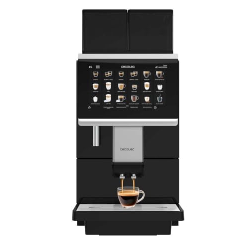 Cecotec Kommerzielle Superautomatische Kaffeemaschine Cremmaet Lounge. 2900W, Touchscreen, Gleichmäßiger Mahlgrad, 2 Mahlwerke, 35 Getränke, 2 Bohnenbehälter à 700 g und 2 Behälter für Milchpulver