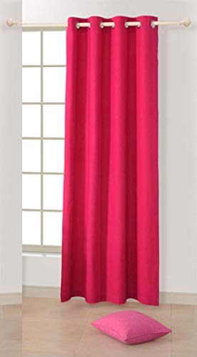 Image of Purav Light 8 Feet Blackout Curtains | Faux Silk Fabric| Thermal Insulated, Noise Reducting, Heavy Duty, Sun Blocking for Home Living Room & Bedroom, Eyelet Design| Pink Set of 1