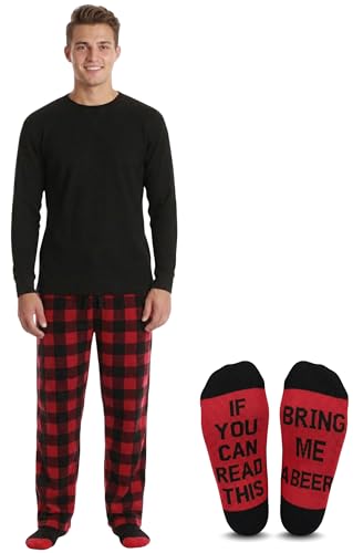 #followme Mens Microfleece Pajama Pants Set with Socks 44938-1A-M