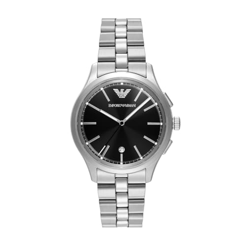 Emporio Armani Montre Pour Homme, Chronographe 3 Sous Cadrans à Quartz et boîtier de 41mm Avec Bracelet en Acier inoxydable ou en Cuir