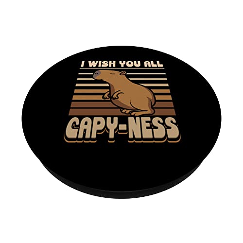 I Wish You All Capy-ness Cute Capybara PopSockets Swappable PopGrip, Black - Image 2