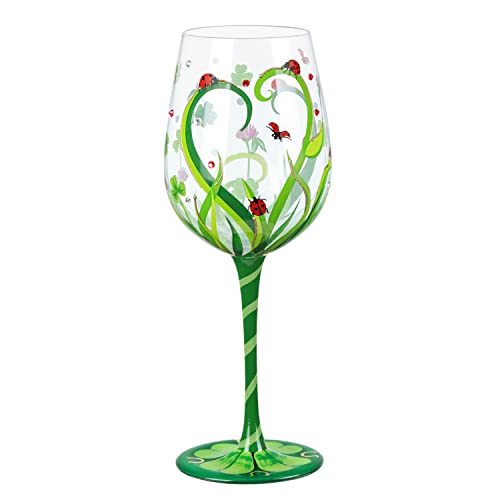 NymphFable Copas Vino Colores Pintada a Mano Mariquita Personalizada Copa de Vino Tinto 15 oz para Cumpleaños, Bodas, Fiestas de Compromiso