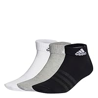 adidas Unisex Kinder Thin and Light Ankle Socks 3 Pairs, Medium Grey Heather/White/Black, 4-5 Years
