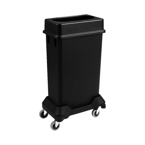 Image of 23 Gallon Slim Rectangular Garbage Can with Lid + Wheels - Black