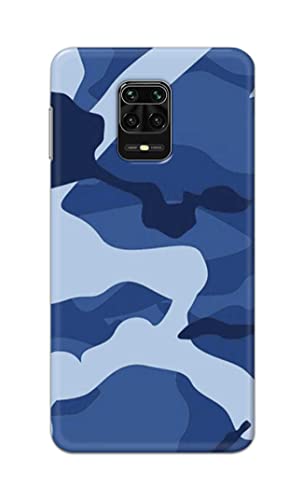 Image of Printed Hard Back Cover Case for Mi Redmi Note 10 Lite Back Cover (Army Blue Pattern) -702