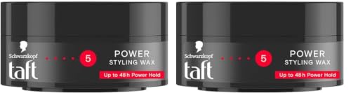 Image of Schwarzkopf TAFT Power Hair Wax For Luminous Shine And Glossy Hair, Hold 5 Lasts 48 Hours, Easy to Wash Out With No Stickiness, For All Hair Types, No Greasy Residue - 75ML (Pack of 2)