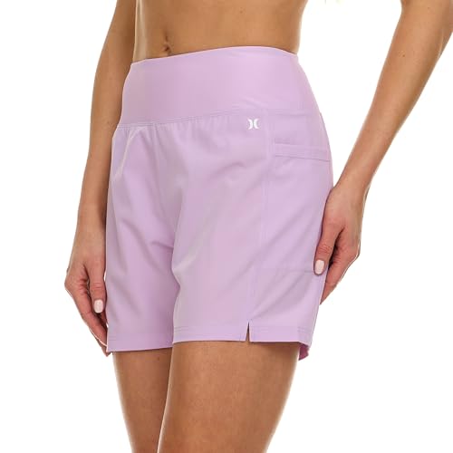 Image of Hurley 5 inch /7 inch High Waisted Swim Shorts Women, Board Shorts with Pockets & Inner Liner, Quick Dry Swim Trunk, UPF 50+